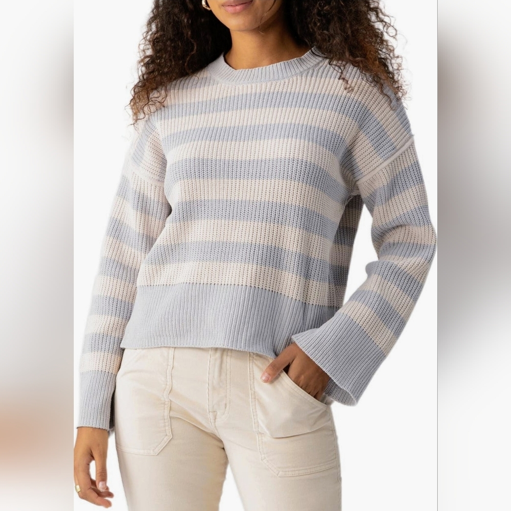 Sanctuary Grey and Cream Striped Chenille Sweater -- Size Large